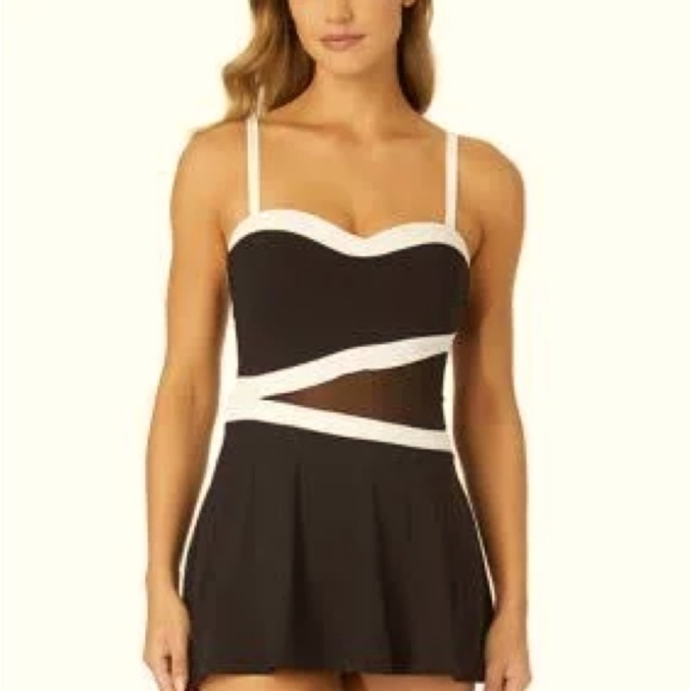 New with tags! Anne Cole bandeau black and white swim dress
